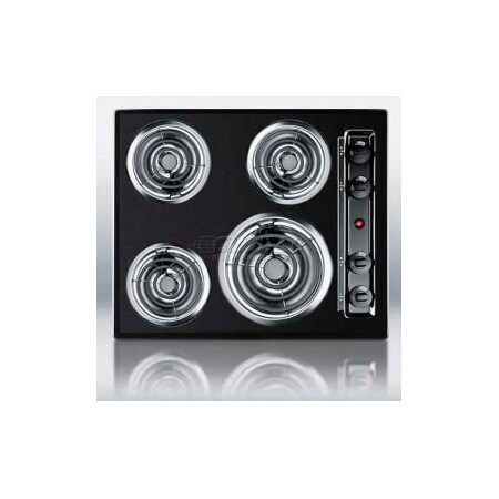 Summit Appliance Div. Summit-24"W 220V Electric Cooktop, Black Porcelain Finish TEL03